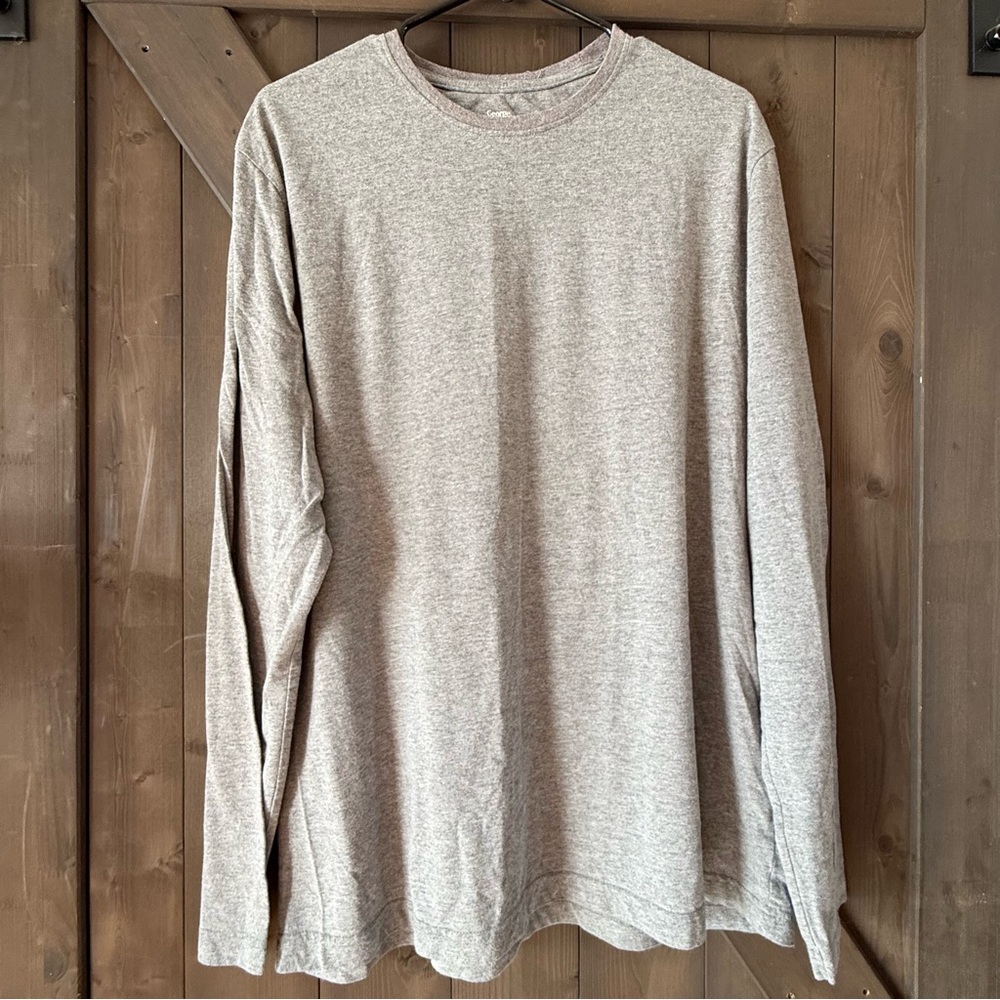 George Long-Sleeve Crewneck Shirt in Heather Taupe